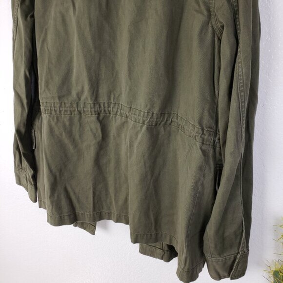 CASLON Jacket Oversized Utility Cargo Snap Army Green size S Military Shacket - Picture 9 of 13